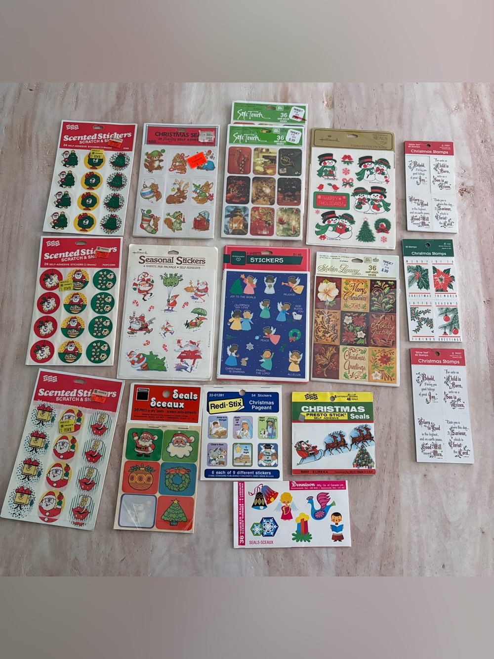 Lot of Vintage 1980s Christmas Holiday Stickers (Eureka, Hallmark, Dennison…)